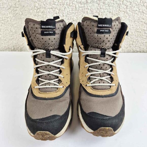 Merrell Speed Solo Mid Waterproof Hiking Boots Suede Leather Vibram Men's 12 - Picture 4 of 7